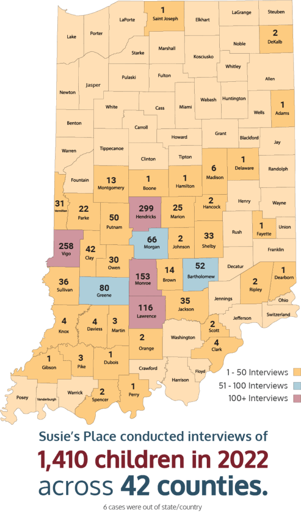 A map of Indiana showing caseloads across counties.