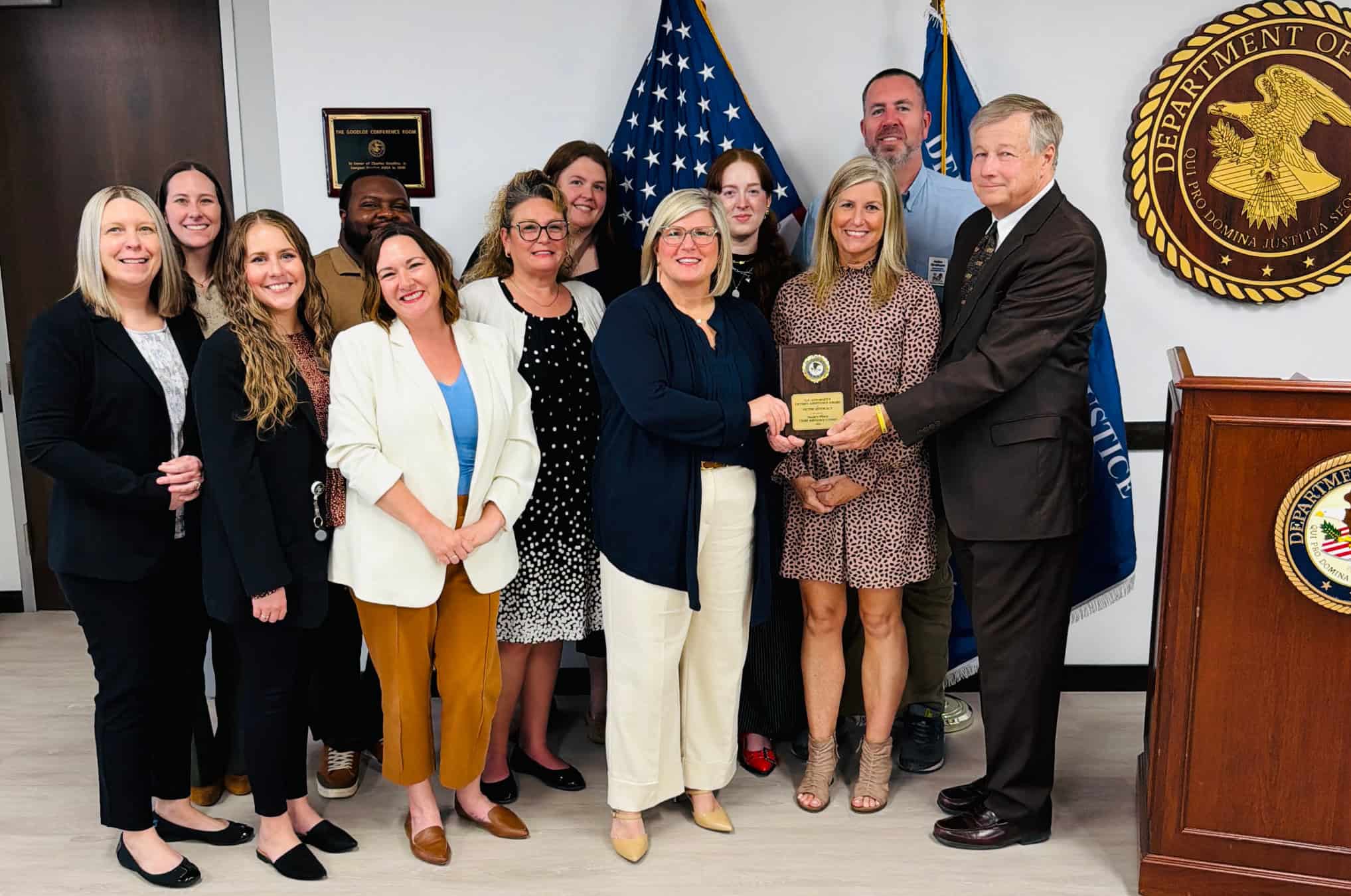 Susie's Place Staff receive an award from the US Attorney's Office Southern District of Indiana